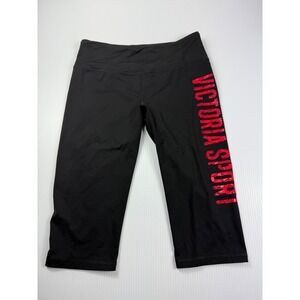 Victoria Sport Capri Leggings‎ Workout Fitness Cropped Black Red L
